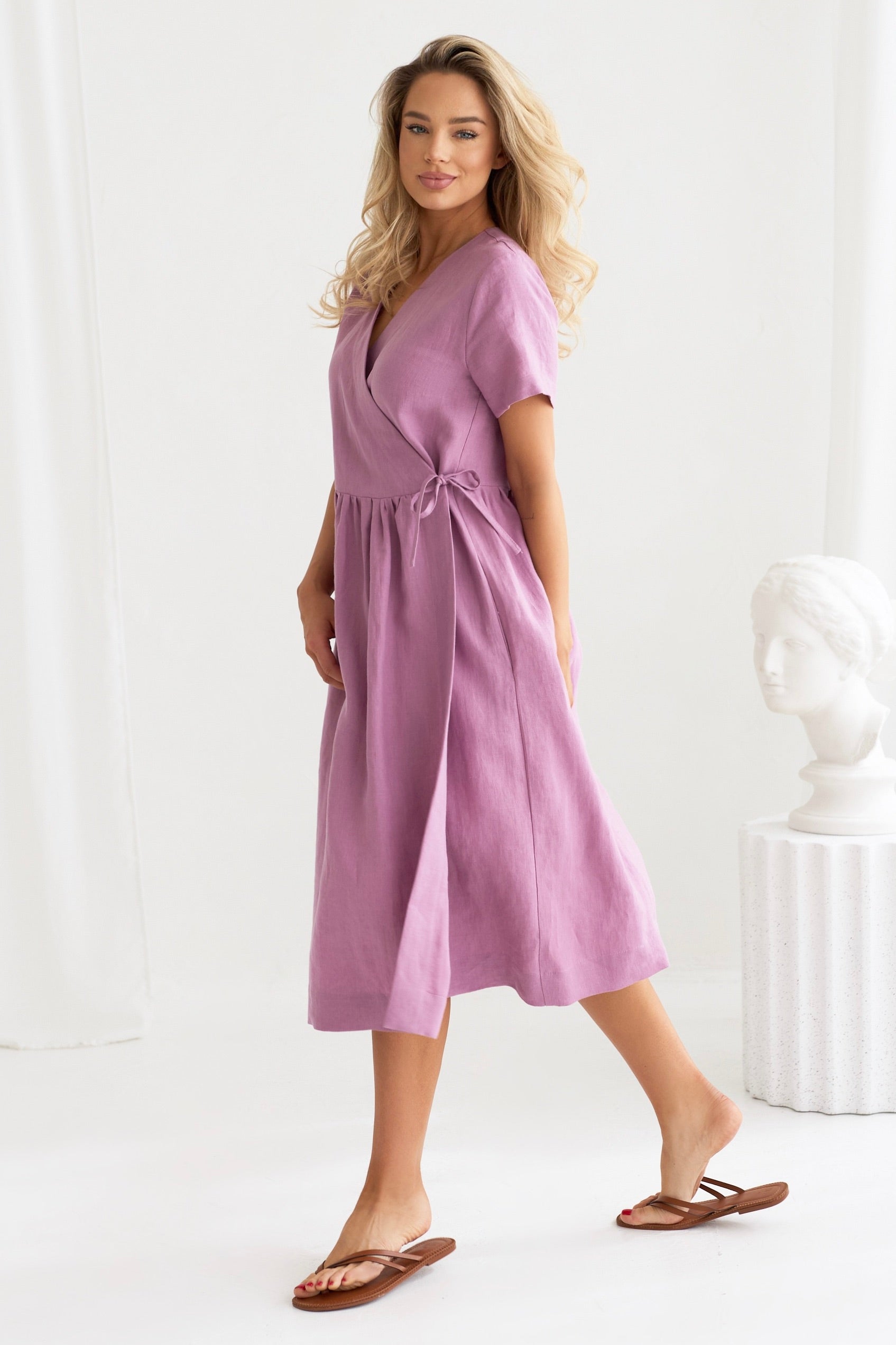 strapless open back dress Piaf Women's Linen Wrap Dress strapless open back dress Piaf Women's Linen Wrap Dress