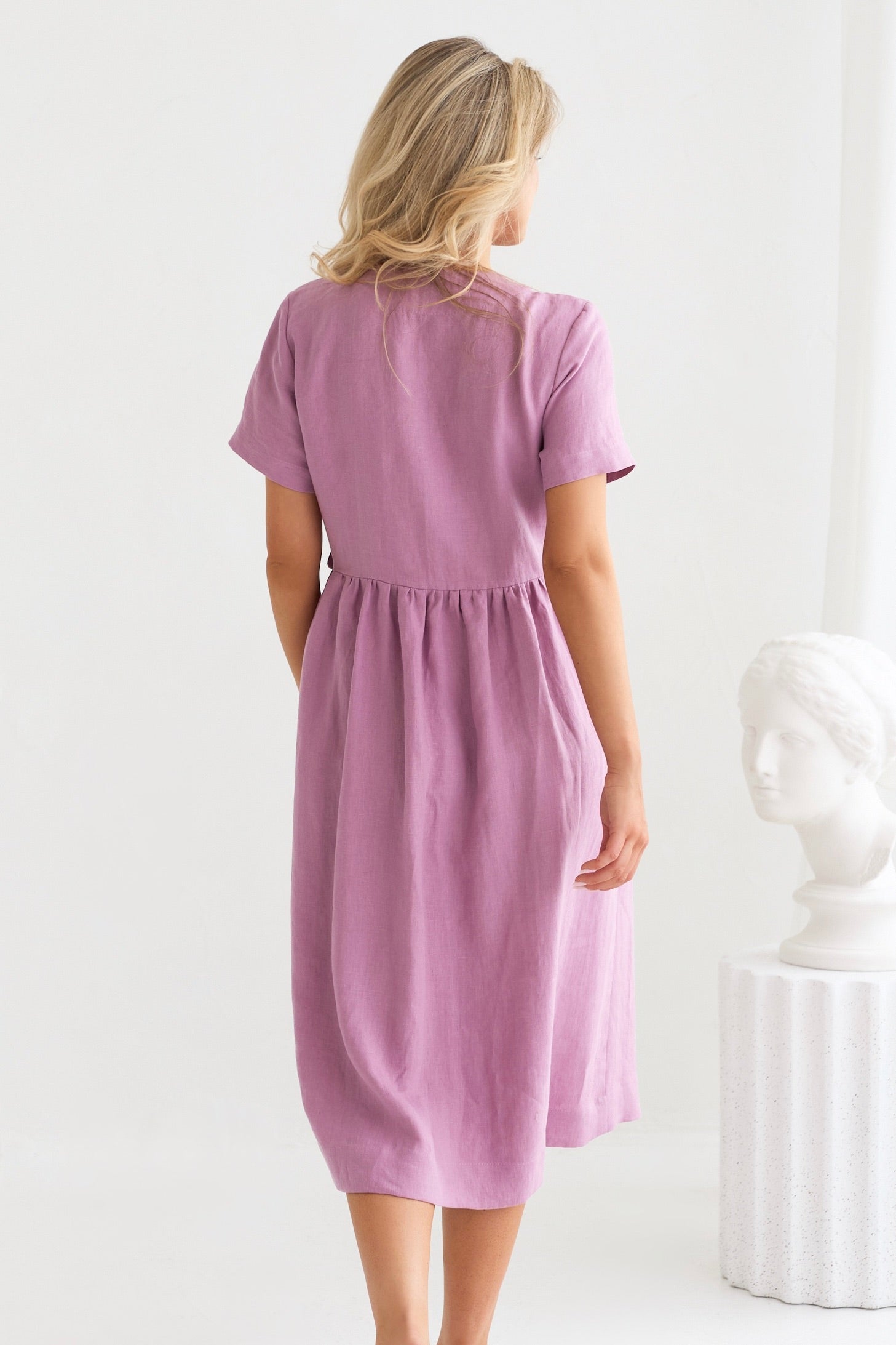 Linen Wrap Dress in Lilac – Linen Swan