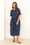 navy linen dress, plaid summer dress, linen dress, midi linen dress, basic linen dress, dress linen, european linen dress, lithuanian linen dress, modest linendress, summer linen dress, gingham dress, check dress, gingham linen dress