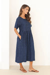 navy linen dress, plaid summer dress, linen dress, midi linen dress, basic linen dress, dress linen, european linen dress, lithuanian linen dress, modest linendress, summer linen dress, gingham dress, check dress, gingham linen dress