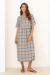 Modest Linen Dress, Linen Dress with Pockets, Lithuanian Linen Dress, Midi Dress Linen, Gingham Linen Dress,  check dress, checkered dress, midi linen dress, basic linen dress, dress linen, european linen dress, lithuanian linen dress, vacation dress