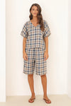 Long linen shorts women, capris linen, capris pants, capris for women, capris women, linen pants, bottoms, high waisted linen pants, high waist linen trousers, culottes, linen, linen clothing, gingham clothes, gingham shorts, gingham pants