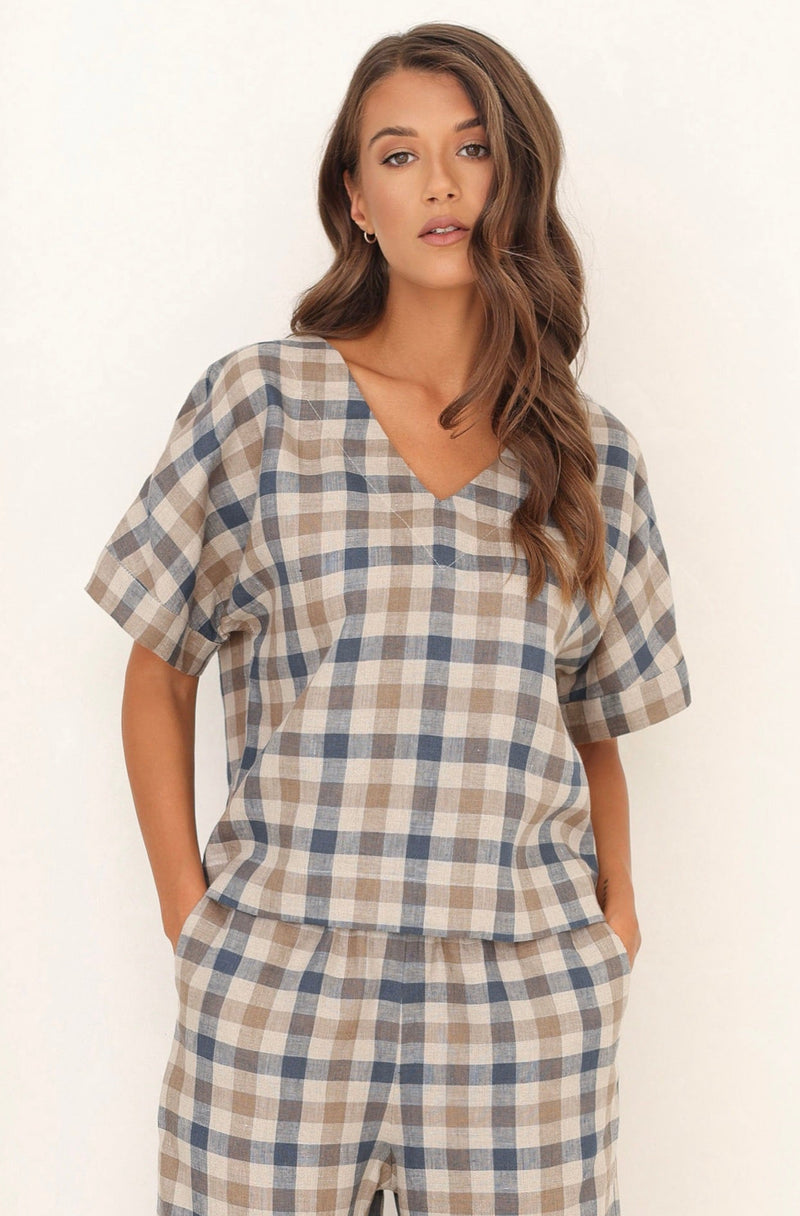 Loose Linen Top, gingham linen top women, oversized Linen Top, sustainable clothing, linen tops, basic linen top, blouses linen, linen blouse, linen tshirt, linen clothing, linen clothes, linen clothes women, boho linen, casual linen, everyday linen