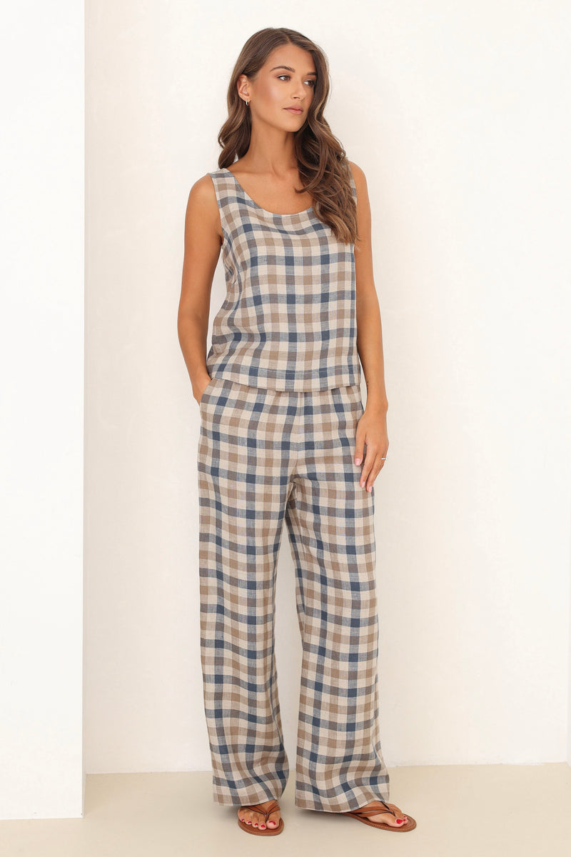 linen gingham pants, checkered pants women, womens gingham pants, gingham trousers, linen trousers, flowy linen pants, linen pants with pockets, loose linen pants, linen pants wide leg, wide linen pants, wide leg linen trousers