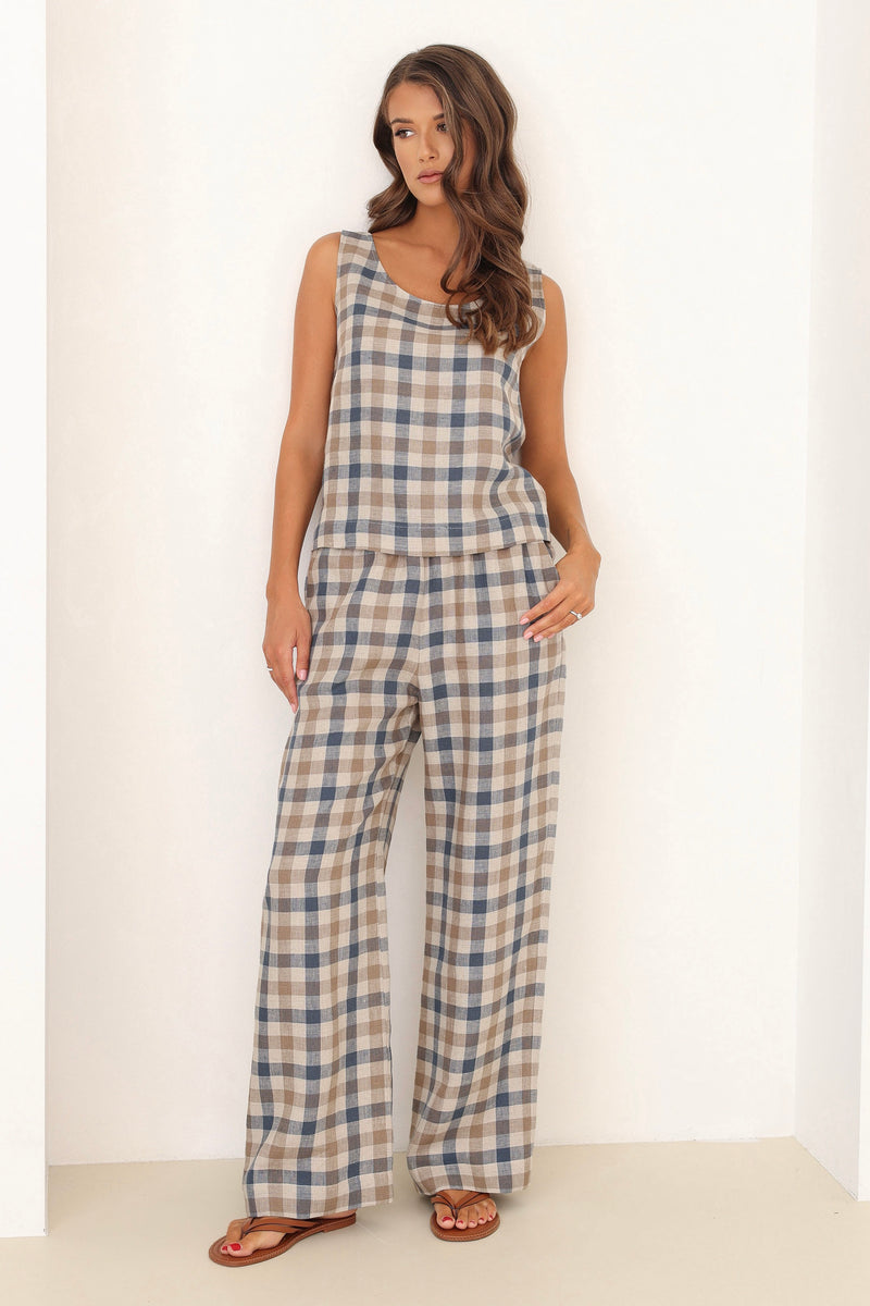 linen gingham pants, checkered pants women, womens gingham pants, gingham trousers, linen trousers, flowy linen pants, linen pants with pockets, loose linen pants, linen pants wide leg, wide linen pants, wide leg linen trousers