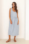 blue checkered dress, blue gingham dress, blue and white checkered dress, linen dress, gingham dress, check dress, checkered dress, gingham linen dress, gingham clothes, midi linen dress, basic linen dress, dress linen, lithuanian linen dress