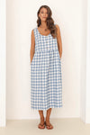 blue checkered dress, blue gingham dress, blue and white checkered dress, linen dress, gingham dress, check dress, checkered dress, gingham linen dress, gingham clothes, midi linen dress, basic linen dress, dress linen, lithuanian linen dress