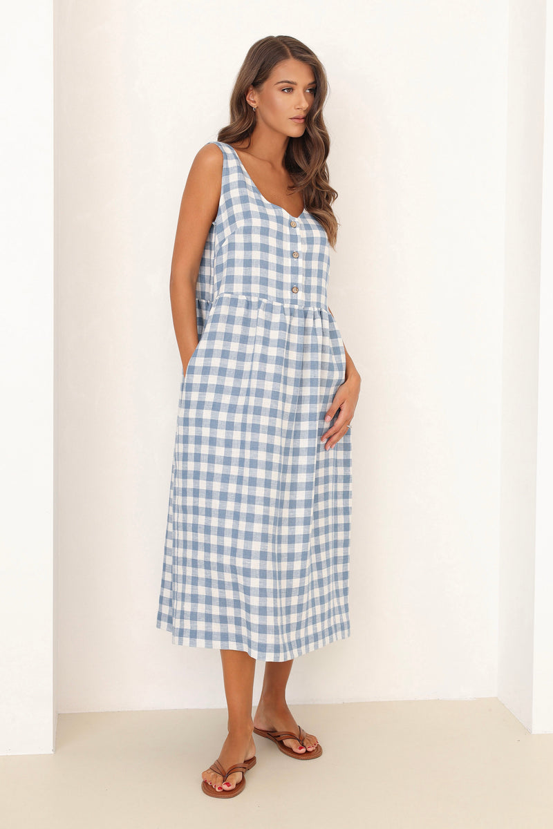 blue checkered dress, blue gingham dress, blue and white checkered dress, linen dress, gingham dress, check dress, checkered dress, gingham linen dress, gingham clothes, midi linen dress, basic linen dress, dress linen, lithuanian linen dress