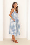 blue checkered dress, blue gingham dress, blue and white checkered dress, linen dress, gingham dress, check dress, checkered dress, gingham linen dress, gingham clothes, midi linen dress, basic linen dress, dress linen, lithuanian linen dress