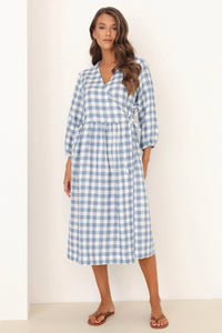 wrap linen dress blue checkered dress, blue gingham dress, blue and white checkered dress, linen dress, gingham dress, check dress, checkered dress, gingham linen dress, gingham clothes, midi linen dress, modest linen dress, lithuanian linen dress