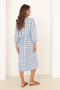 wrap linen dress blue checkered dress, blue gingham dress, blue and white checkered dress, linen dress, gingham dress, check dress, checkered dress, gingham linen dress, gingham clothes, midi linen dress, modest linen dress, lithuanian linen dress