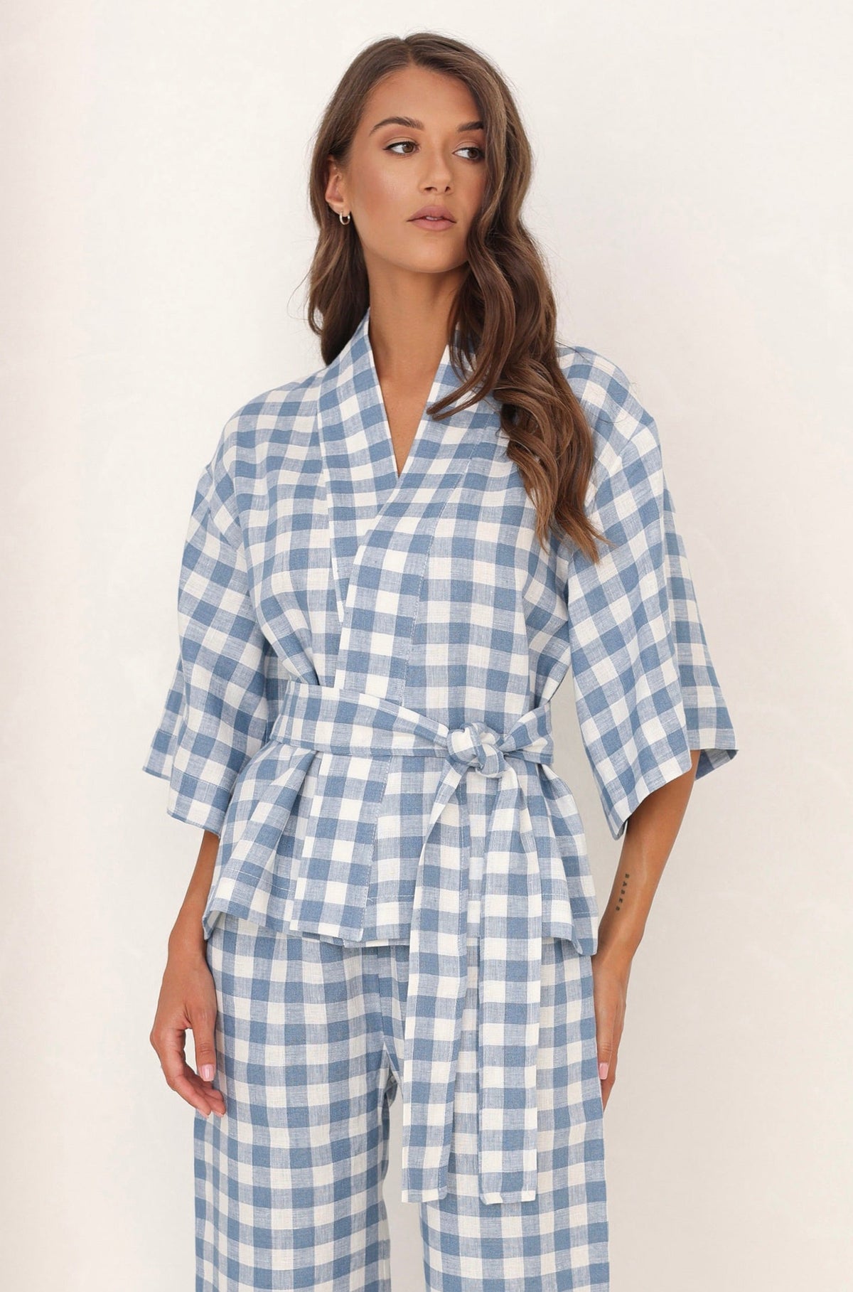 Linen Cardigan Women, Kimono linen, linen duster, Blue Gingham Linen Top women, Linen Jacket, Everyday Linen, linen clothes women, clothes, linen, boho linen, casual linen, pure linen, everyday linen, 100 linen, lithuanian linen, baltic linen