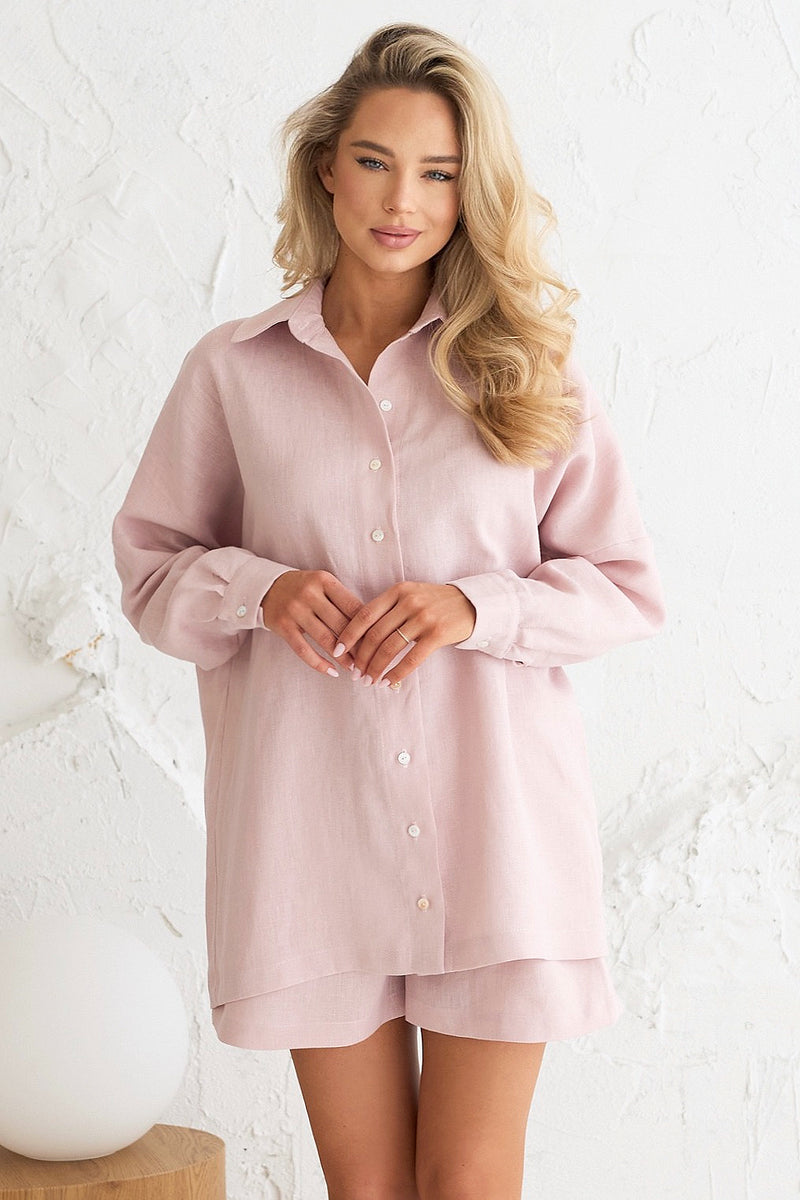 Linen Oversized Shirts in Pastel Pink